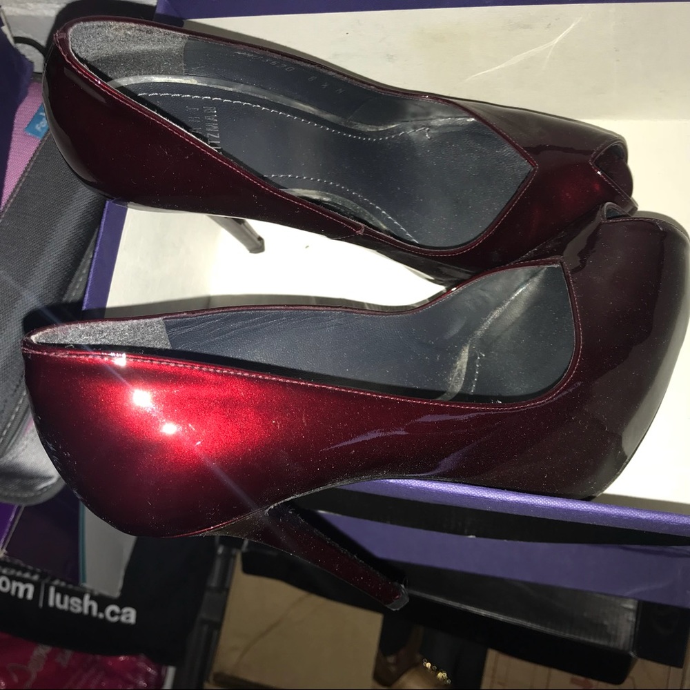 Red shiny heels